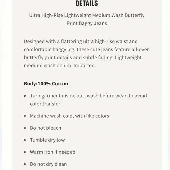 Hollister Ultra High Rise Butterfly Print Baggy Jeans - Picture 8 of 8